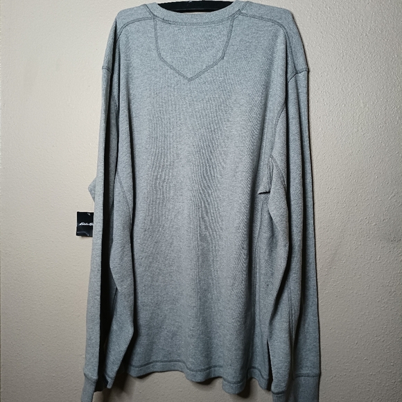 Eddie Bauer Gray Sweatshirt Thermal Crew Long Sleeve Cotton New - Picture 4 of 5